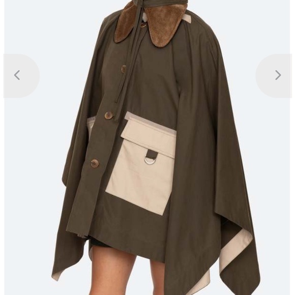 Sea New York Army Green and Cream Poncho Cape - Picture 8 of 9